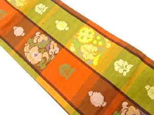 手織り紬　花丸模様織り出し名古屋帯